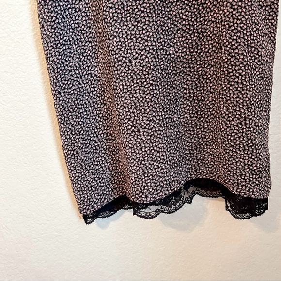 Mango Women’s Floral Print With Lace Mini Slip Y2K Spaghetti Strap Dress, Size 2 - Picture 3 of 5